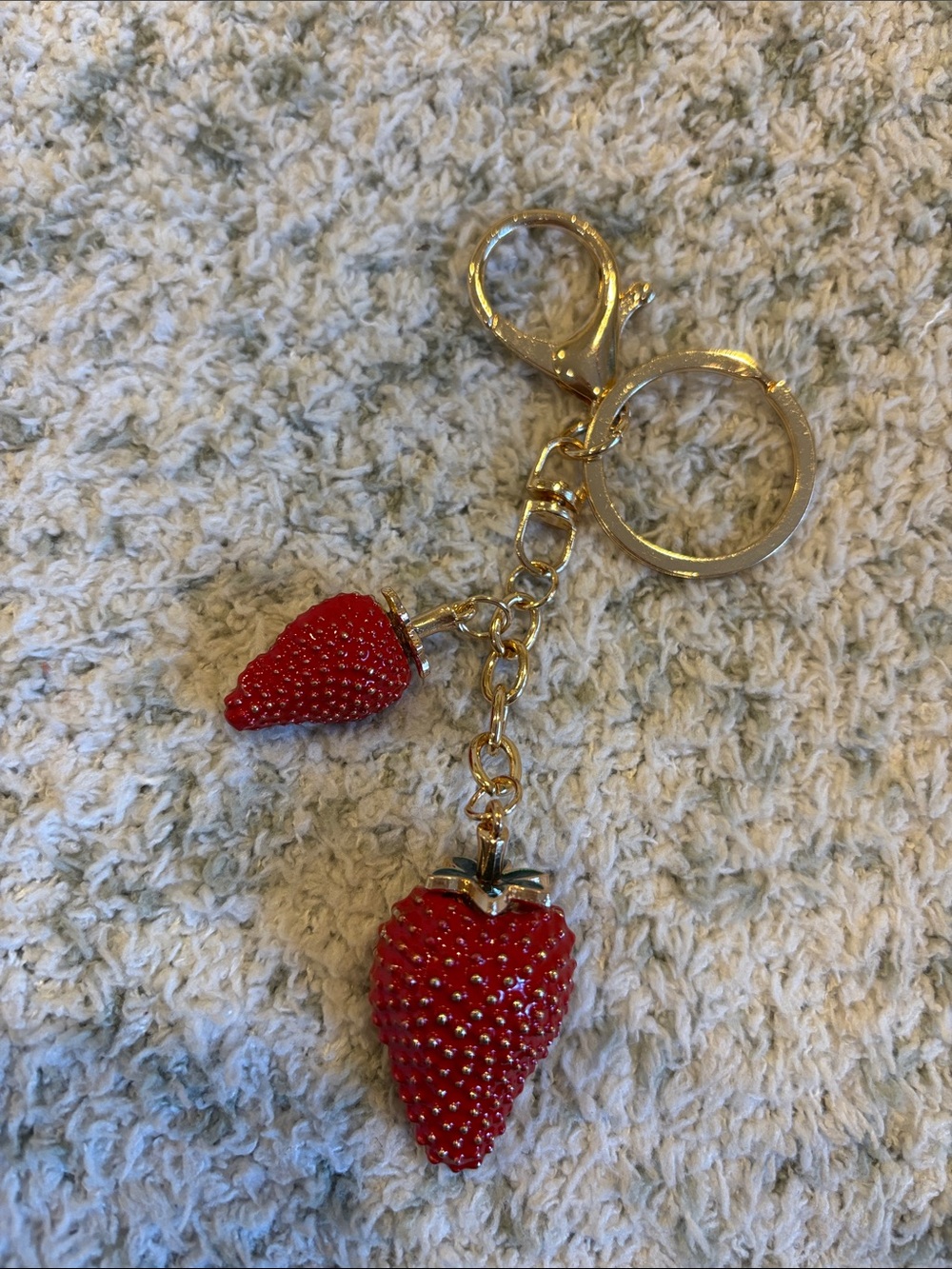 Gold-Toned Red Strawberry Keychain or Bag Charm NWT 5”